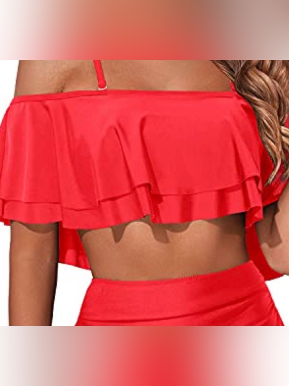Women's Red Ruffle Bikini Top - Brand